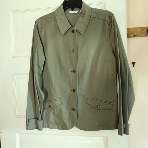 Liz Claiborne Army Green Color Jacket With Back Belt Feature Size 12 - Picture 1 of 5